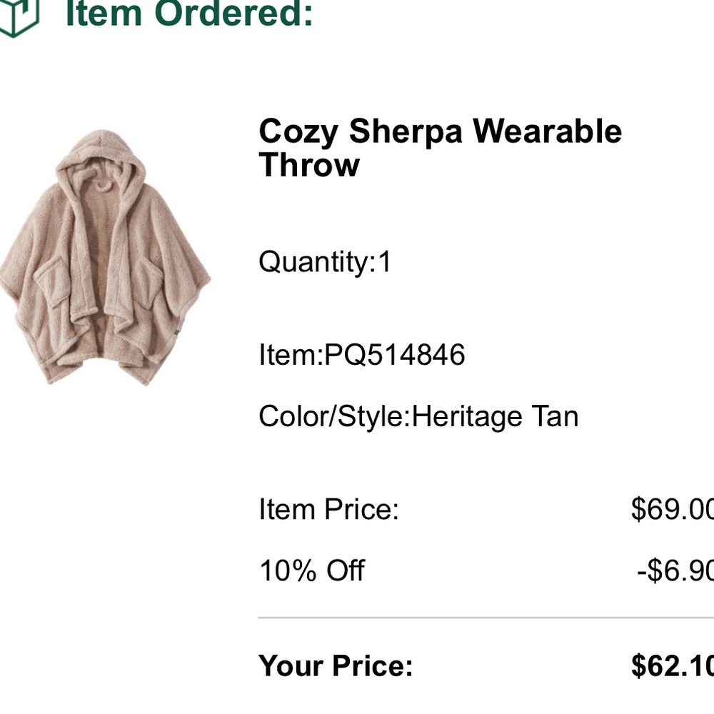 L.L. Bean Heritage Tan Cozy Sherpa Wearable Throw